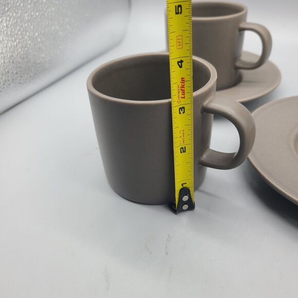 Set (2) Calvin Klein Coffee Cups with Saucers Matte Grey Swid Powell 6 oz - Picture 5 of 8